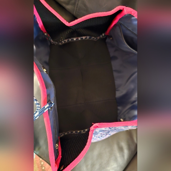 Simply Southern In Leaf Print Multicolored Pink and Blue Neoprene Tote EUC - Picture 13 of 16